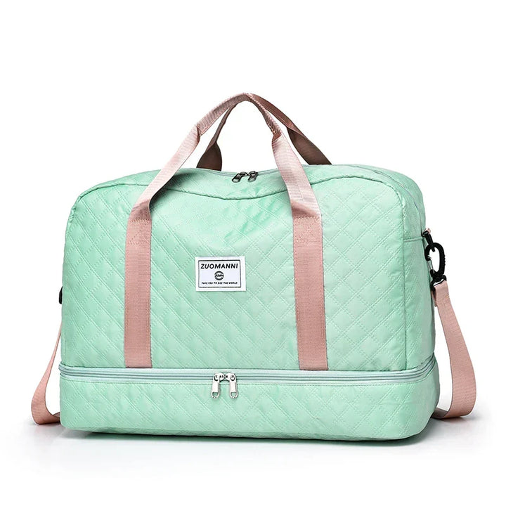 Carvallo TravelFlex Lätt resväska med diamantmönster | Stor sport- &amp; weekendväska med skofack &amp; vått fack | Godkänd för handbagage &amp; vikbar