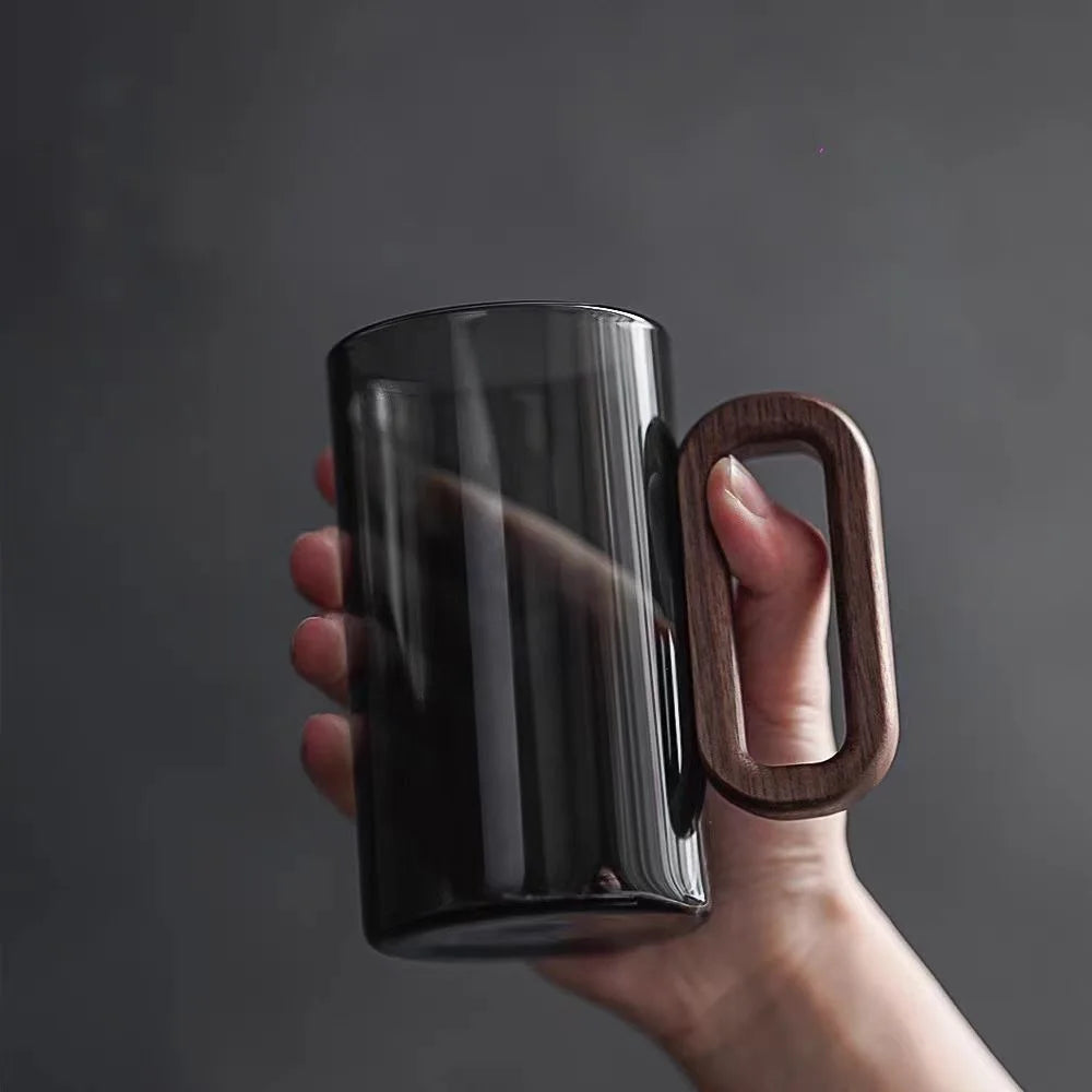 Nordvik Glas Mugg med Trähandtag – Rustik Kaffekopp i Glas