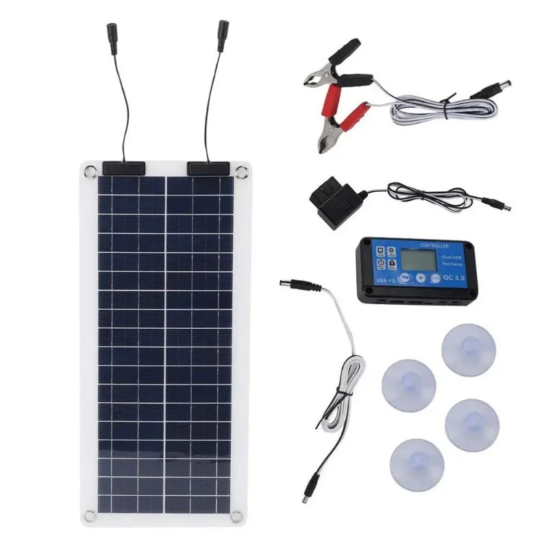 Carvallo Mobilis 100W Solarladdare | Vattentät &amp; Bärbar | Dubbelutgång 12V–24V | För Bil, Motorcykel, Båt &amp; Husbil