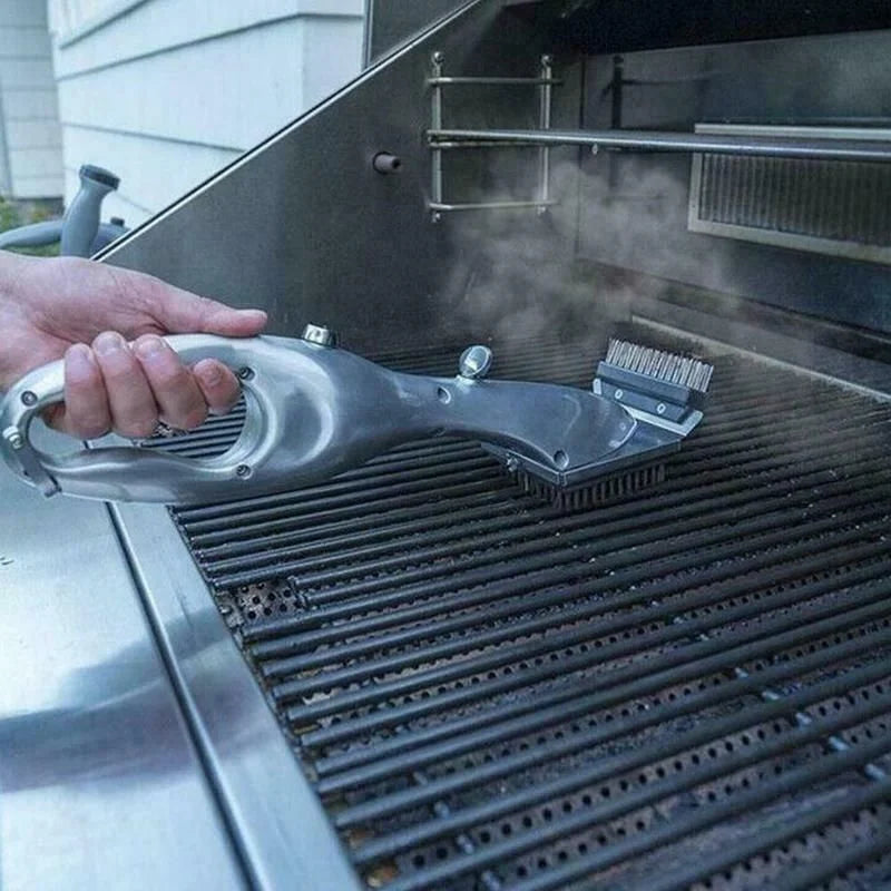 Carvallo Rengöringsborste Grillova | Med ångfunktion &amp; skrapa | För gas- &amp; kolgrillar | Robust grillrengöringsverktyg