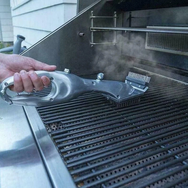 Carvallo Rengöringsborste Grillova | Med ångfunktion &amp; skrapa | För gas- &amp; kolgrillar | Robust grillrengöringsverktyg