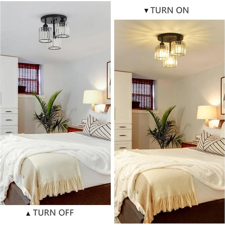 Elegant Modern Crystal Semi-Flush Taklampor