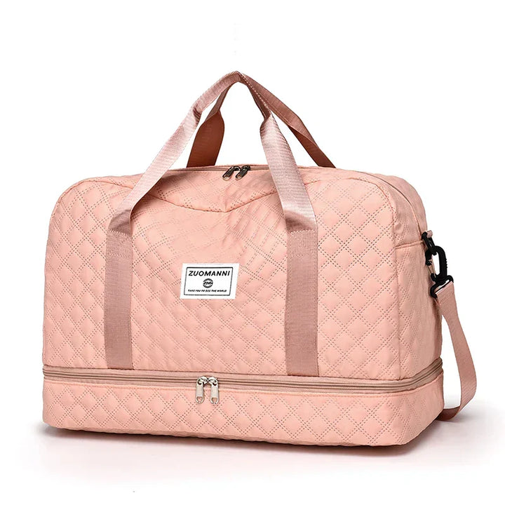 Carvallo TravelFlex Lätt resväska med diamantmönster | Stor sport- &amp; weekendväska med skofack &amp; vått fack | Godkänd för handbagage &amp; vikbar