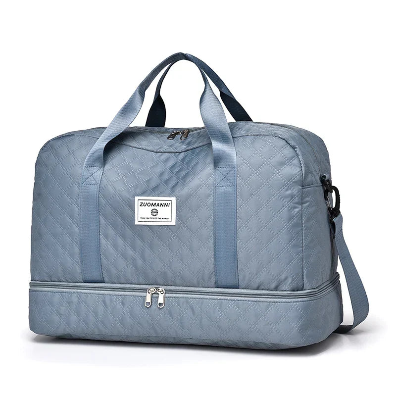 Carvallo TravelFlex Lätt resväska med diamantmönster | Stor sport- &amp; weekendväska med skofack &amp; vått fack | Godkänd för handbagage &amp; vikbar