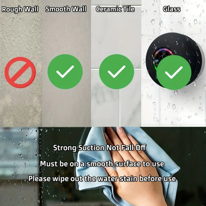 Carvallo | Vattentät duschhögtalare | Bluetooth 5.0 | Med sugpropp &amp; batteri