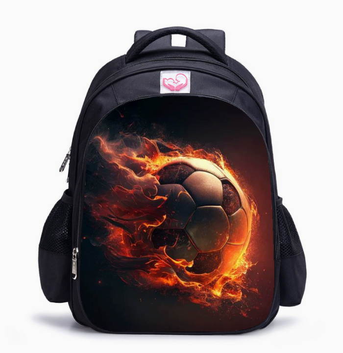 Fotbolls Skolryggsäck för Barn - Eld-design