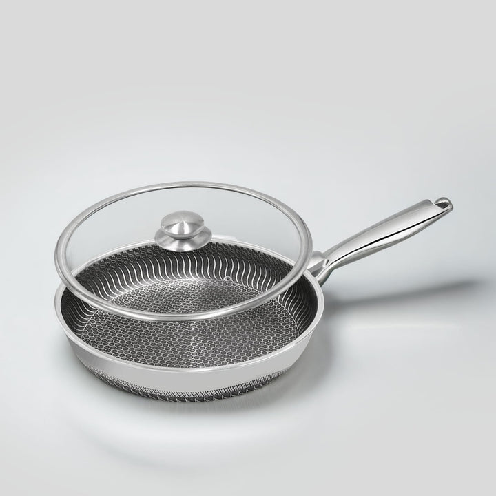 HexClad Stekpanna i Rostfritt Stål – Non-Stick Honeycomb Stekpanna för Induktion &amp; Ugn