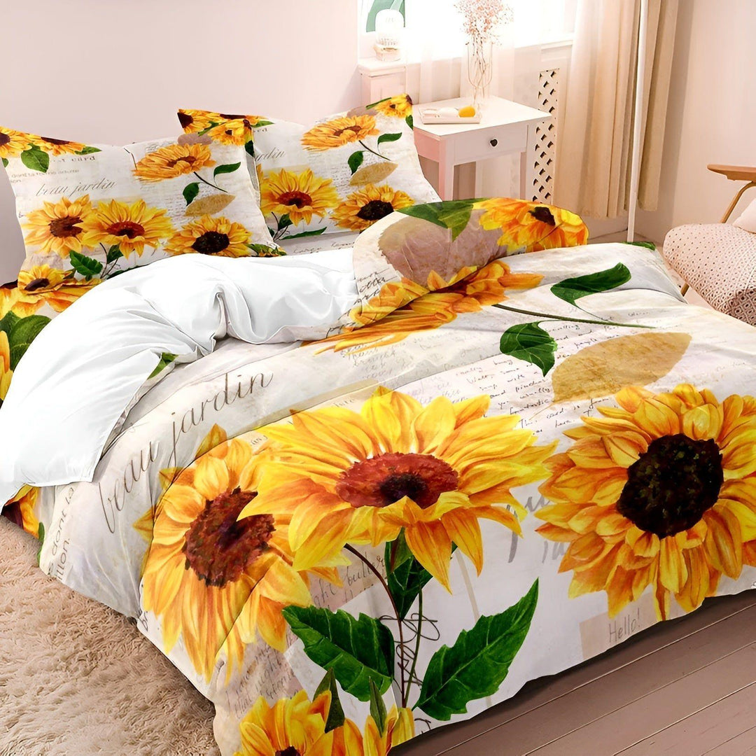 SunflowerBliss Sängkläder - Tryckt Solros Påslakan Set