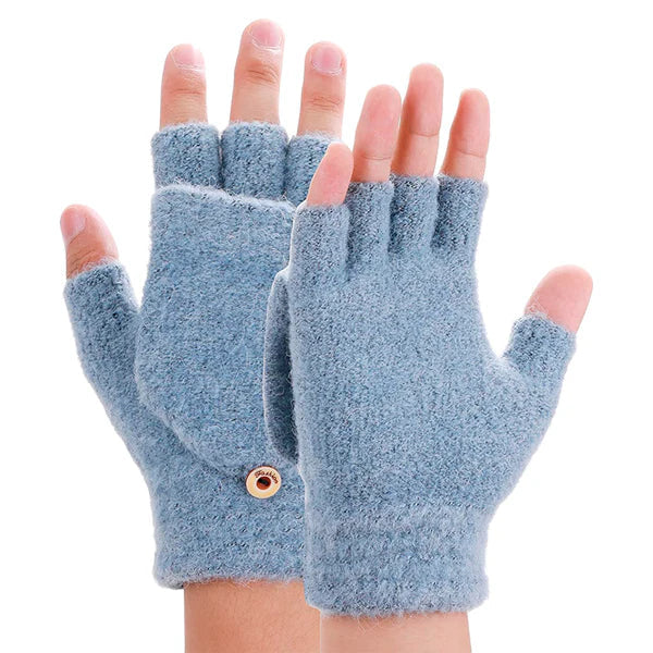 Uppvärmda vinter stickade fingervantar