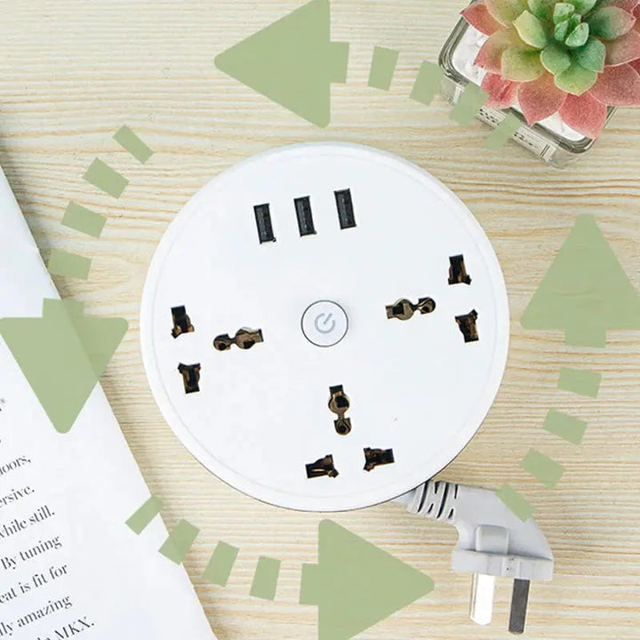 Utdragbar grenuttag - Universal förlängningsuttag med USB-laddningsportar
