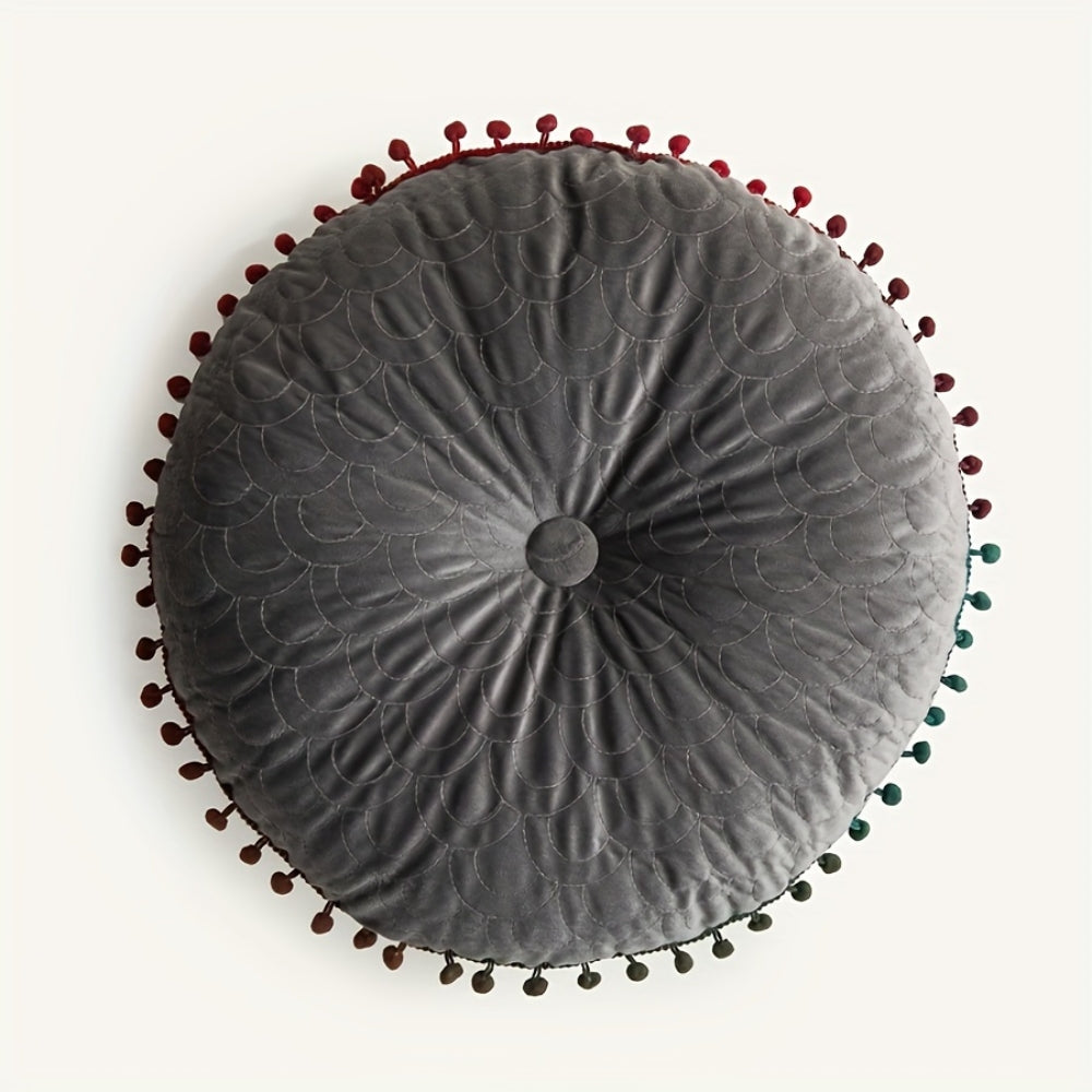 Veloura Rund Vintage Quiltad Ottoman Kudde Pad