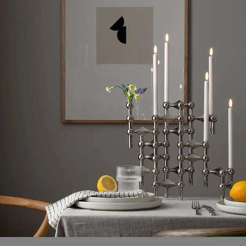 Abstrakt Stil Molekylär Struktur Ljuslykta - Metall Design