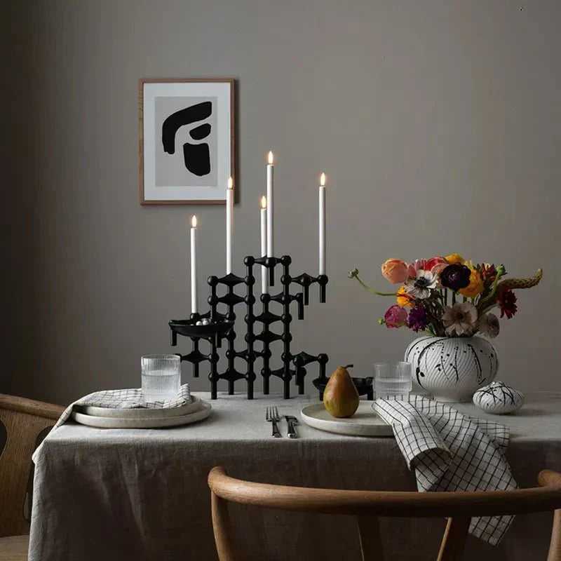 Abstrakt Stil Molekylär Struktur Ljuslykta - Metall Design