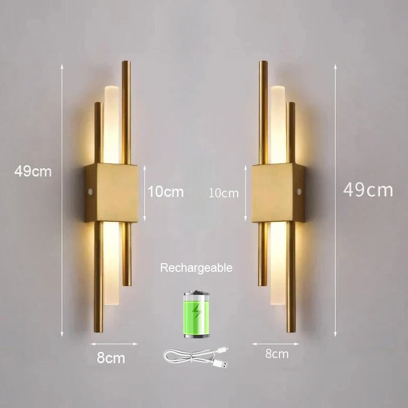 LED Staggered Trådlös Vägglampa – Usb Uppladdningsbar Inomhusbelysning för Modern Hembelysning