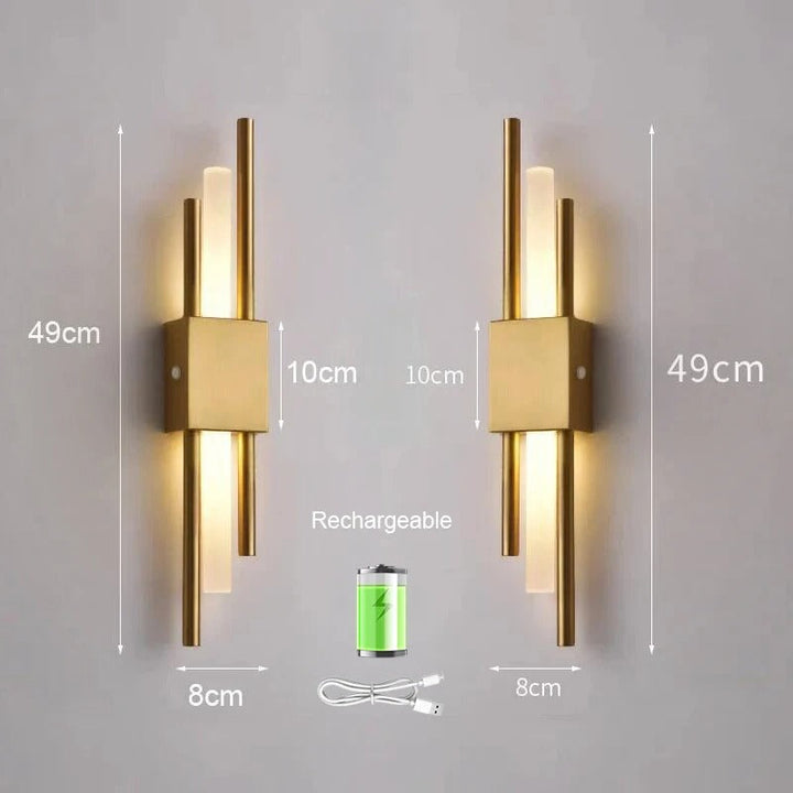 LED Staggered Trådlös Vägglampa – Usb Uppladdningsbar Inomhusbelysning för Modern Hembelysning