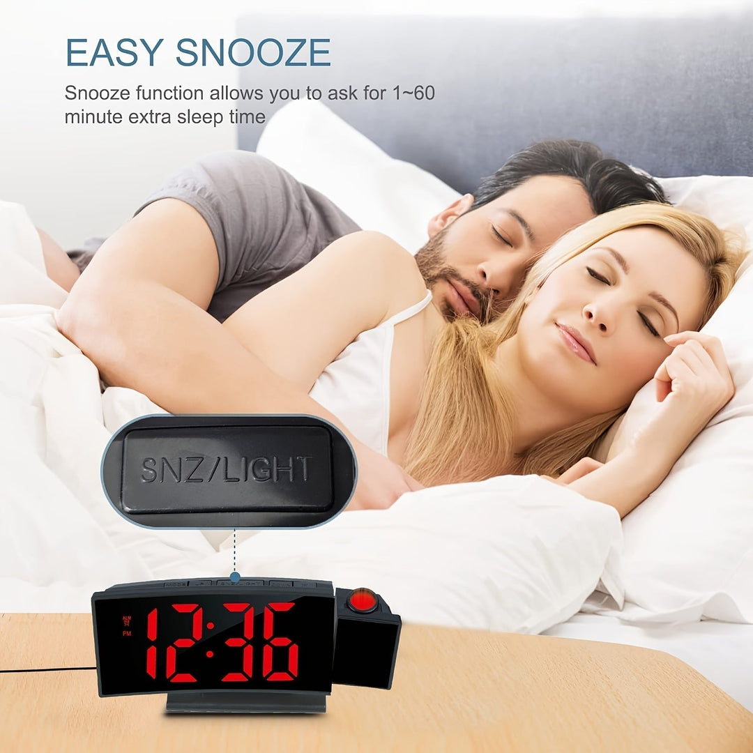 Digital projektionsväckarklocka – LED-display och snooze-funktion med justerbar ljusstyrka