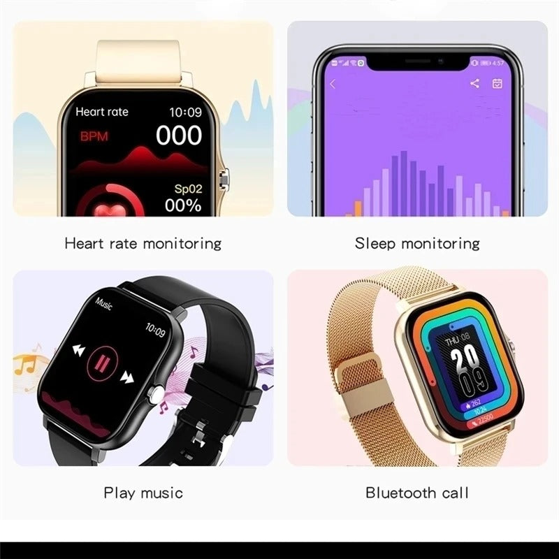 Digital Smart Watch för Män &amp; Kvinnor Med Bluetooth Samtal, Full Touch Skärm, Fitness &amp; Sport Tracker