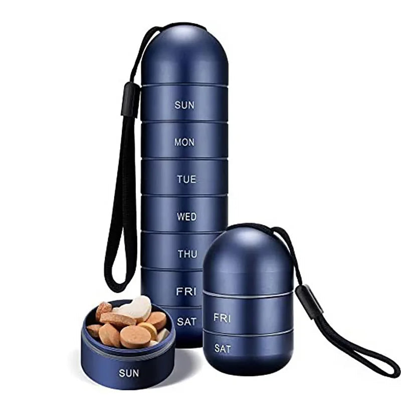 Aluminium 7 Dagars Portabel Tablet Organizer för Resa, Tablet Låda Tablet Behållare