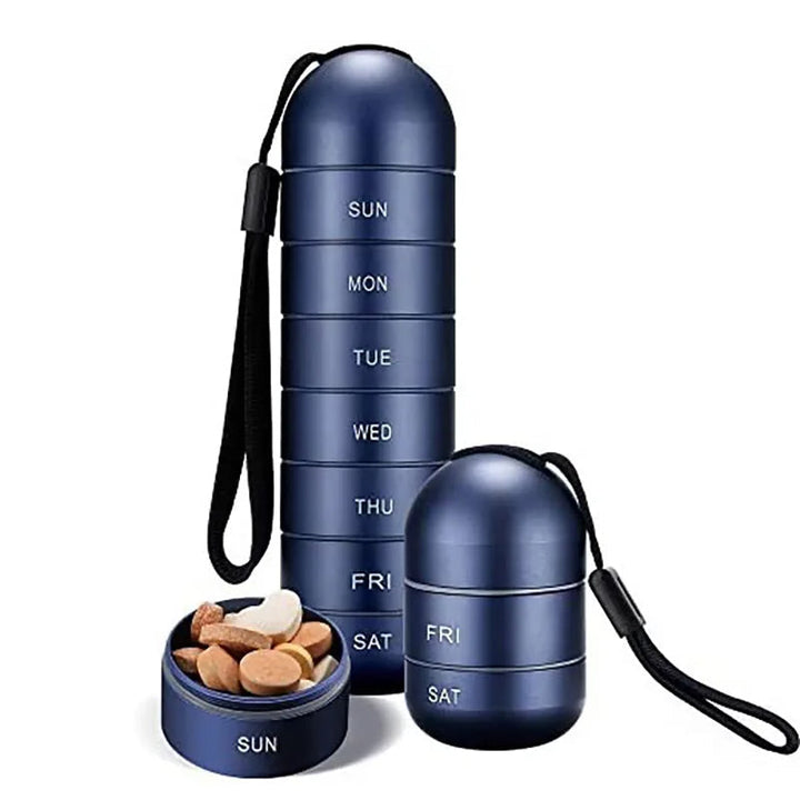 Aluminium 7 Dagars Portabel Tablet Organizer för Resa, Tablet Låda Tablet Behållare