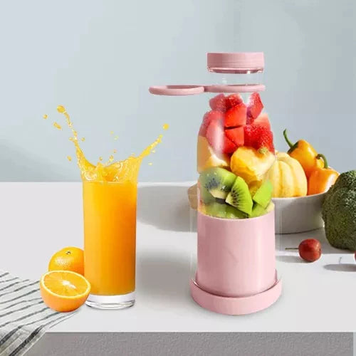 Kompakt Bärbar Smoothie Mixer med Fruktbehållare och Dricklock