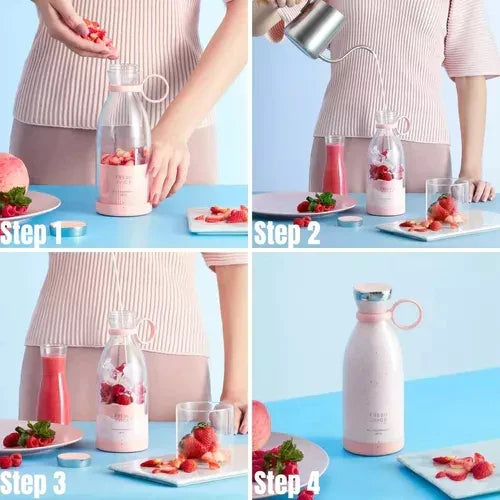 Kompakt Bärbar Smoothie Mixer med Fruktbehållare och Dricklock