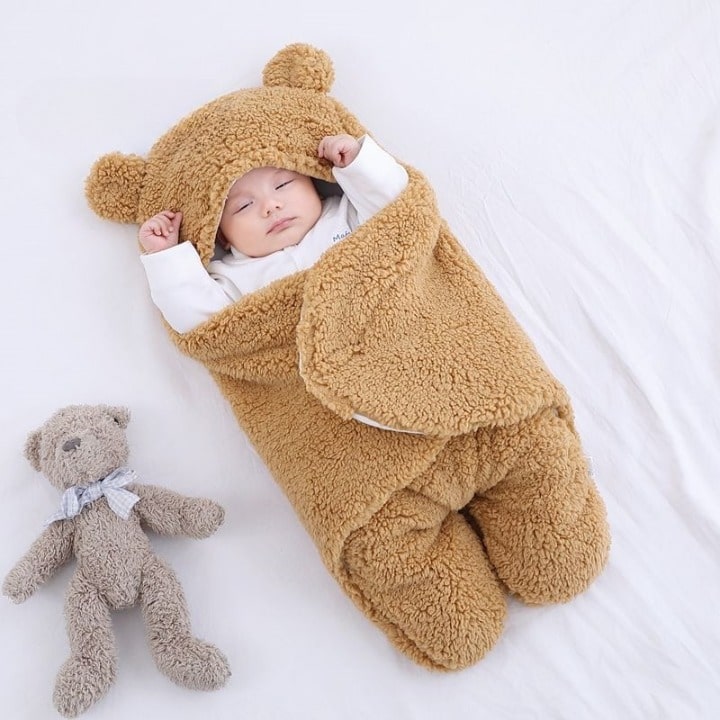 Babyfilt Fleeceomslag med Huva Design