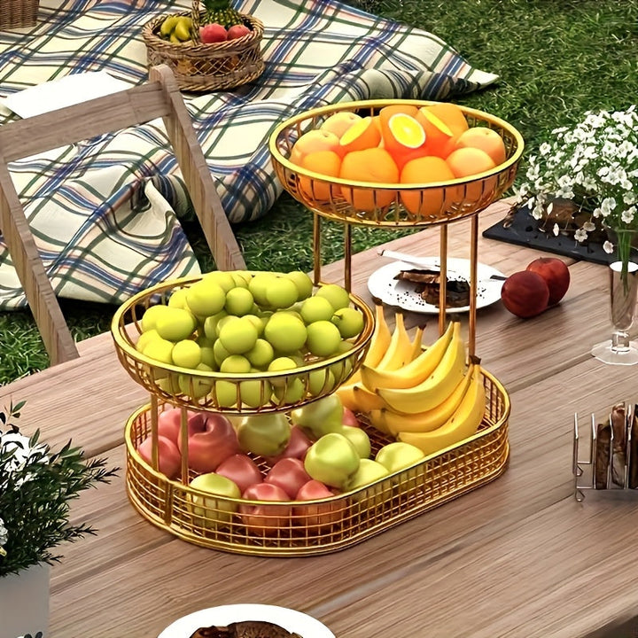 GoldenTier 3-Tier Fruktkorg – Elegant och Praktisk