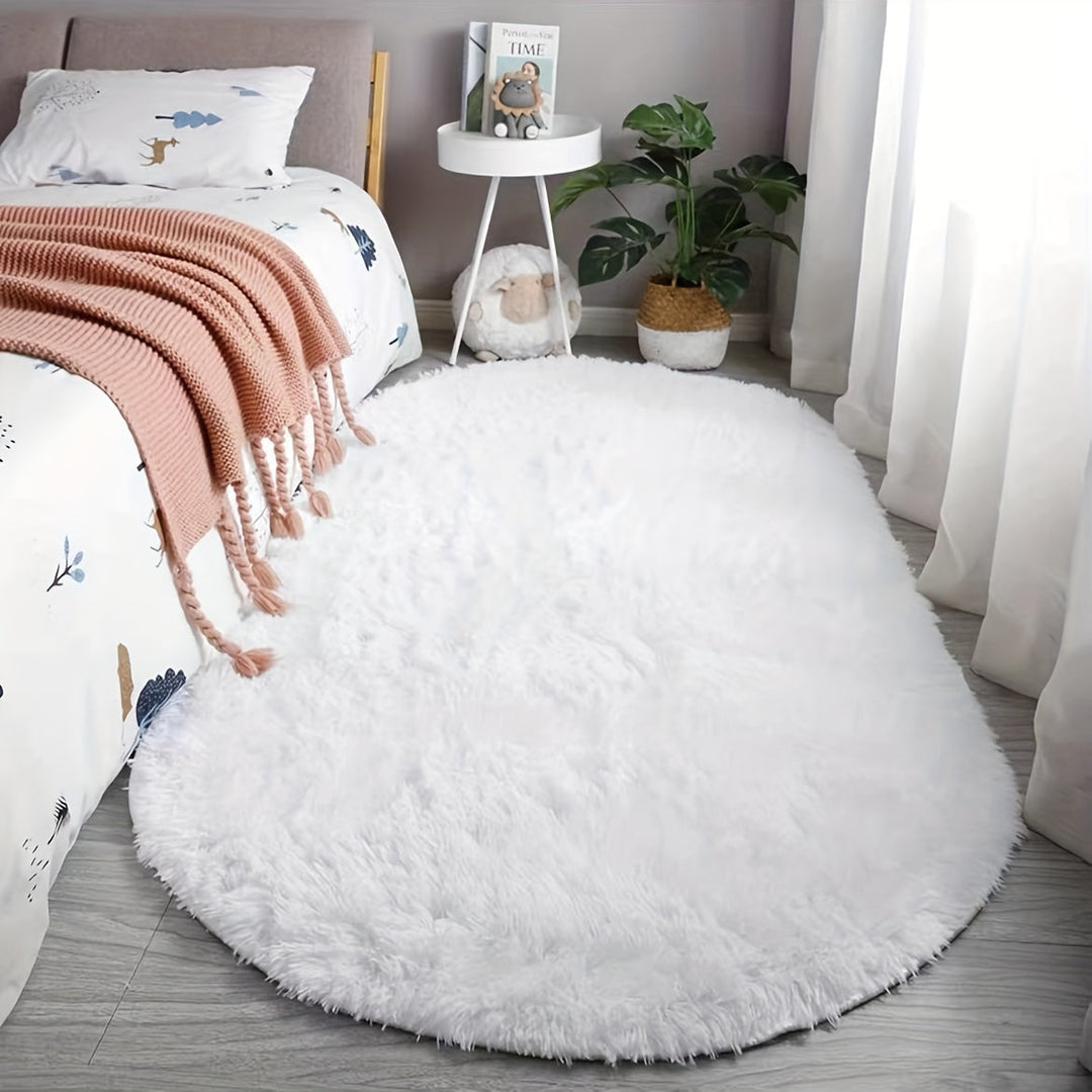 Plush Oval Rug – Mjuk och stilren matta för sovrum och vardagsrumsdekoration
