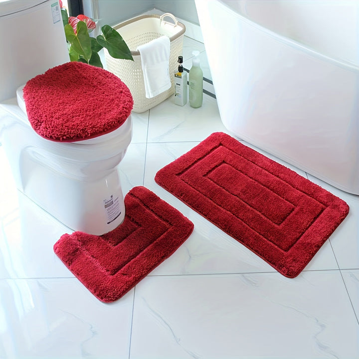 3-delad ultrafin fiber badrumsmattor set – snabbtorkande och absorberande