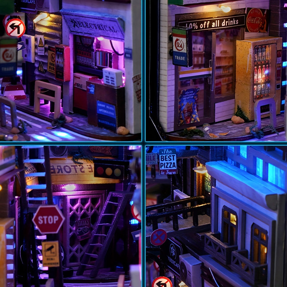 Cyberpunk DIY Stugkit – 3D Modell för Heminredning med Belysning