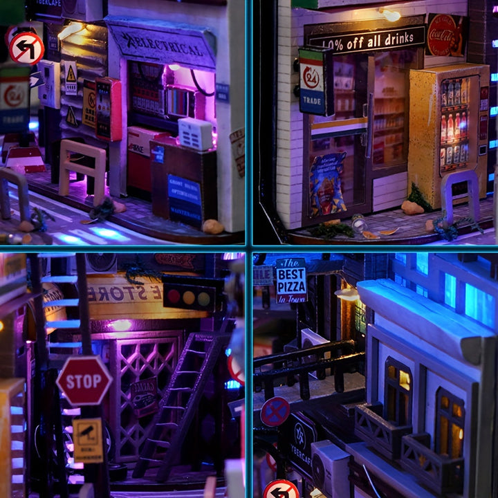 Cyberpunk DIY Stugkit – 3D Modell för Heminredning med Belysning