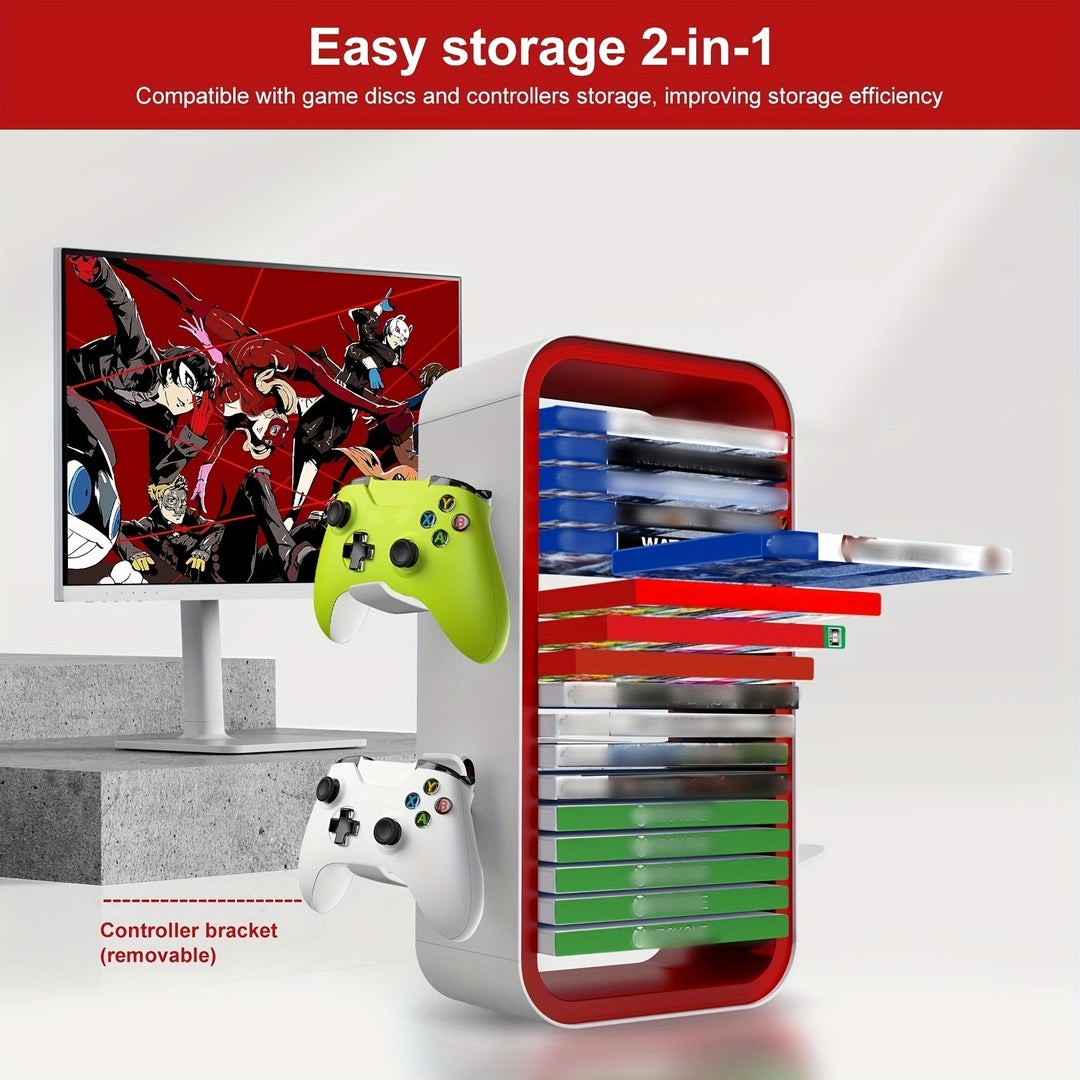 Universal Game Disc Storage Holder och Controller Display Stand – För PS5, PS4, Switch och Xbox