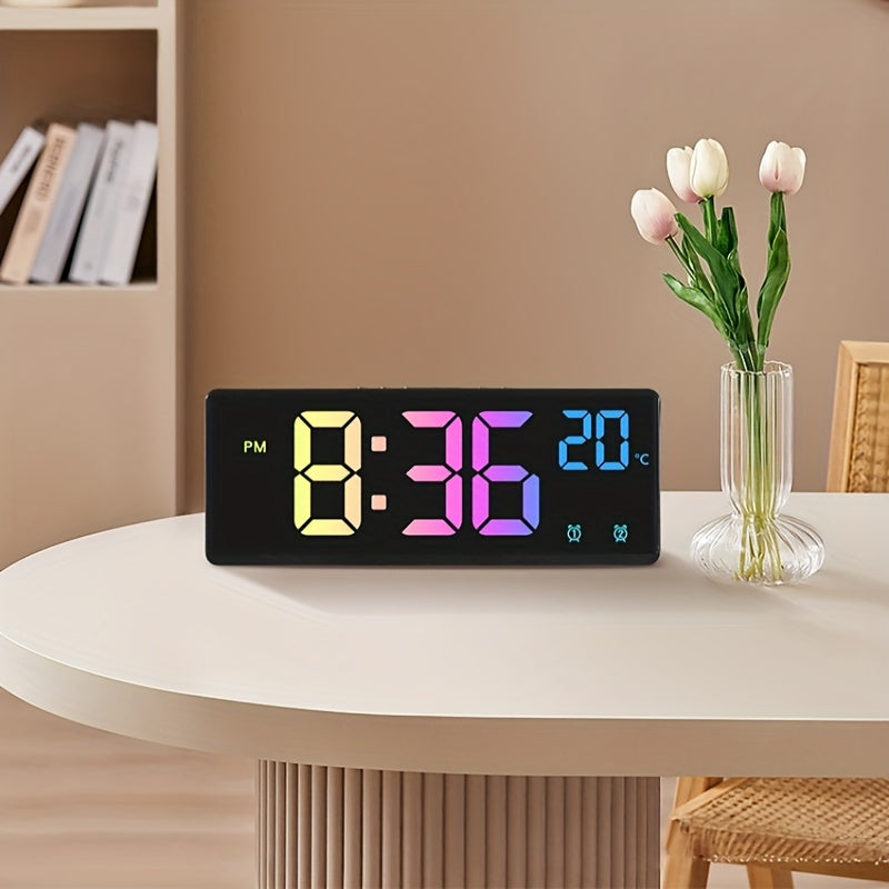 RGB Digital Väckarklocka – Röststyrd, Dubbel Alarm och Temperaturvisning