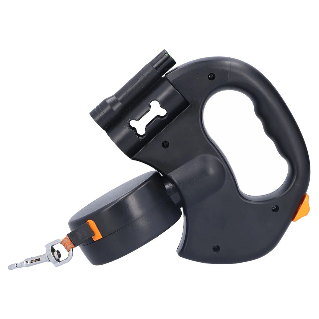 Retractable Dubbel Hundkoppel – Automatisk 1-Till-2 Husdjurskoppel med Ficklampa &amp; Påse Dispenser