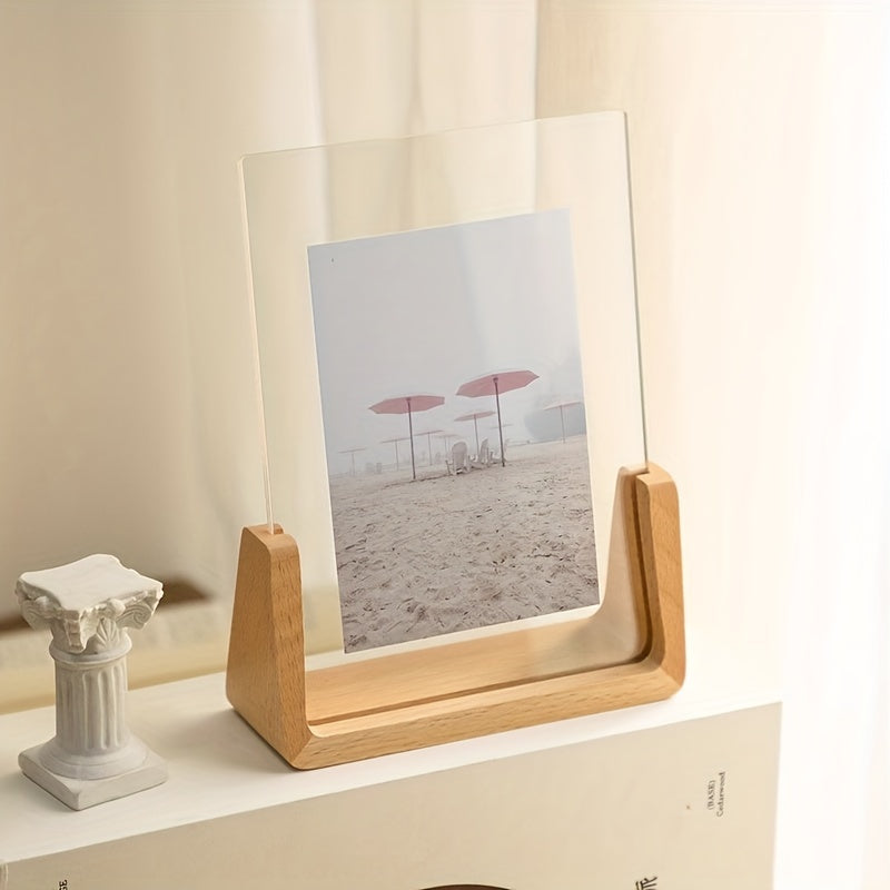 Digital Photo Frame Akryl Trä Borddisplay