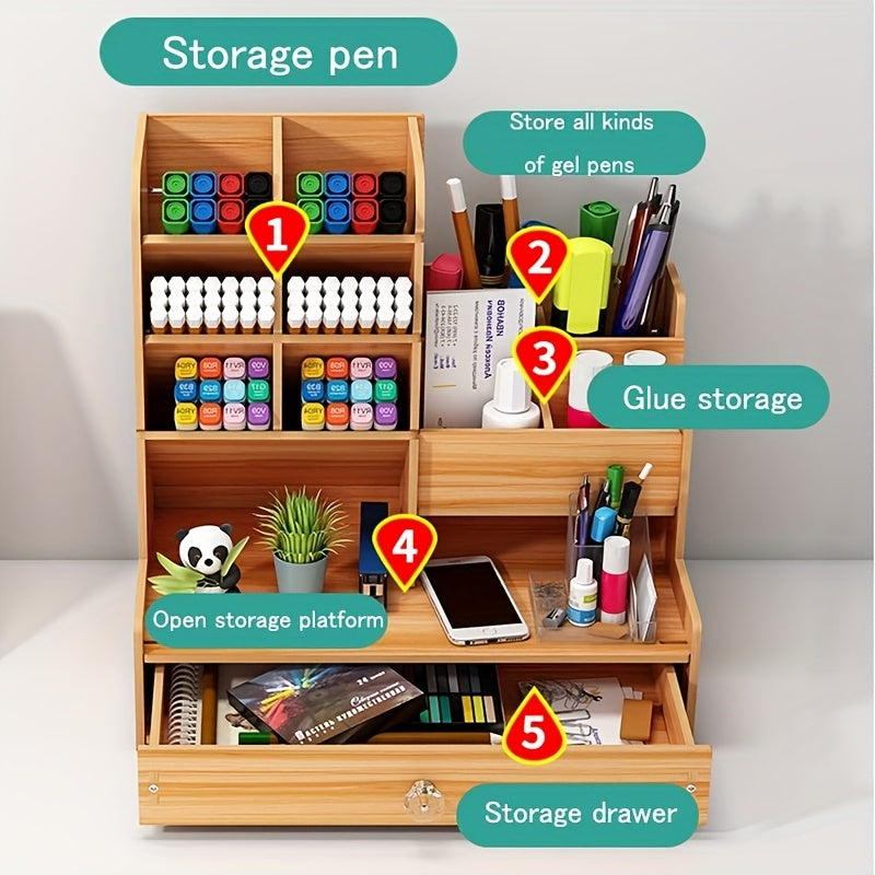Spatial Bamboo Desk Organizer med låda – Organisera ditt arbetsutrymme effektivt och stiligt