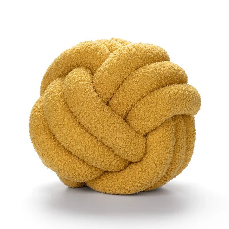 Dekorativ Knuten Teddy Boll Mjuk Kudde - 100% Ull, Rund