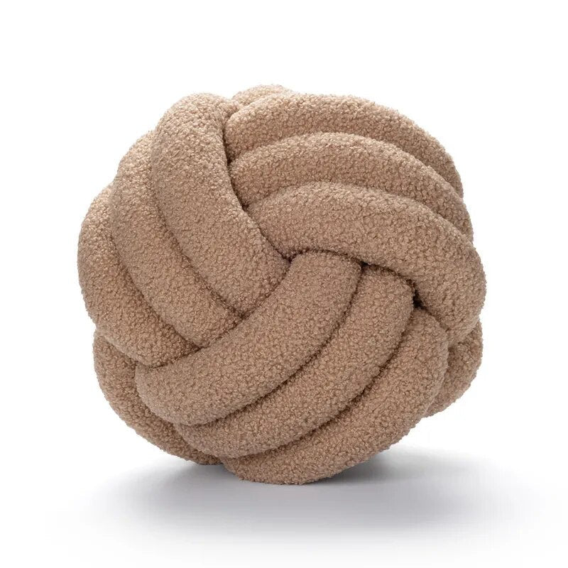 Dekorativ Knuten Teddy Boll Mjuk Kudde - 100% Ull, Rund