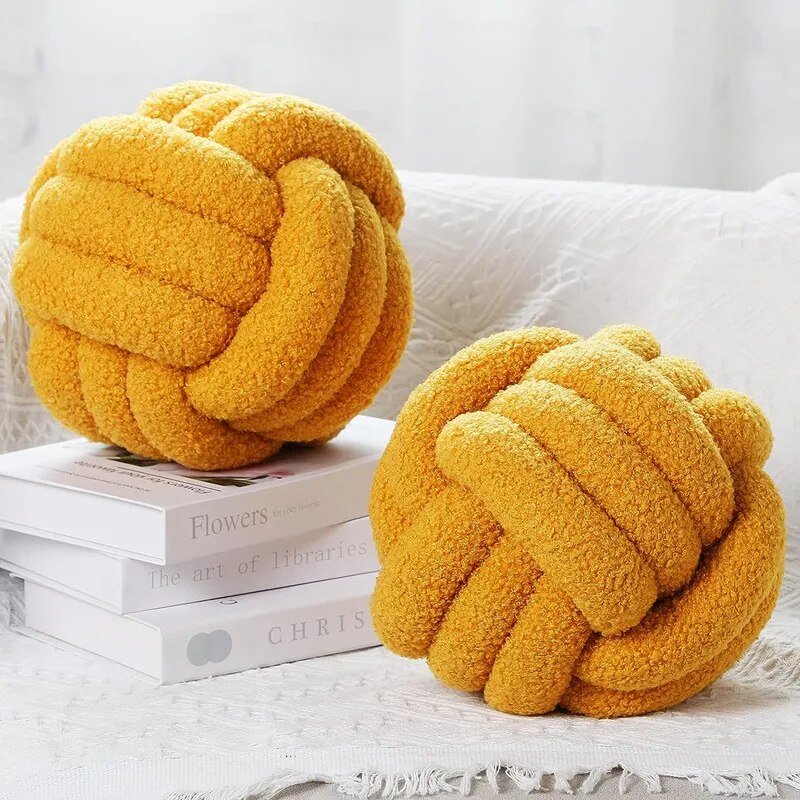 Dekorativ Knuten Teddy Boll Mjuk Kudde - 100% Ull, Rund