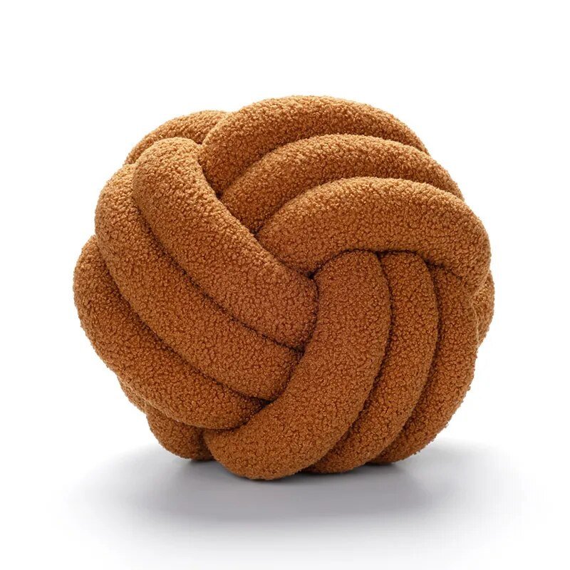 Dekorativ Knuten Teddy Boll Mjuk Kudde - 100% Ull, Rund