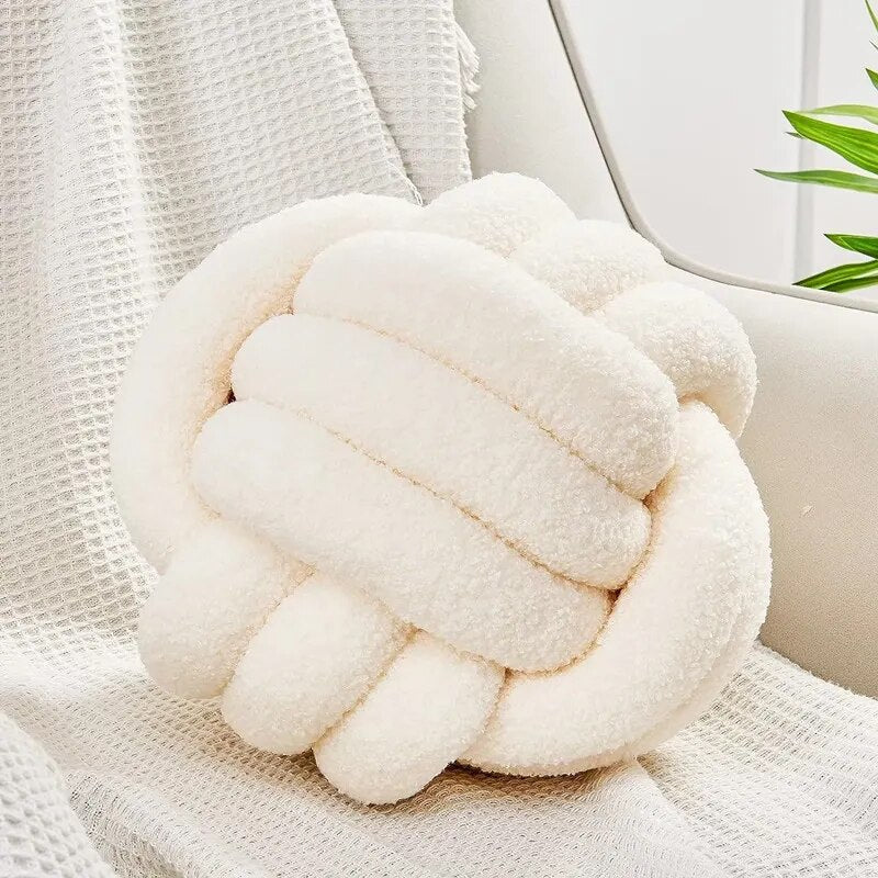 Dekorativ Knuten Teddy Boll Mjuk Kudde - 100% Ull, Rund