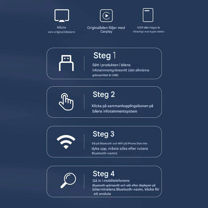 CarloBox – Trådlös CarPlay &amp; Android Auto Adapter | Enkel Plug &amp; Play för en Sladdfri Bilupplevelse