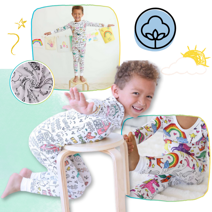 Barn Färg-i-bomull Pyjamas Set