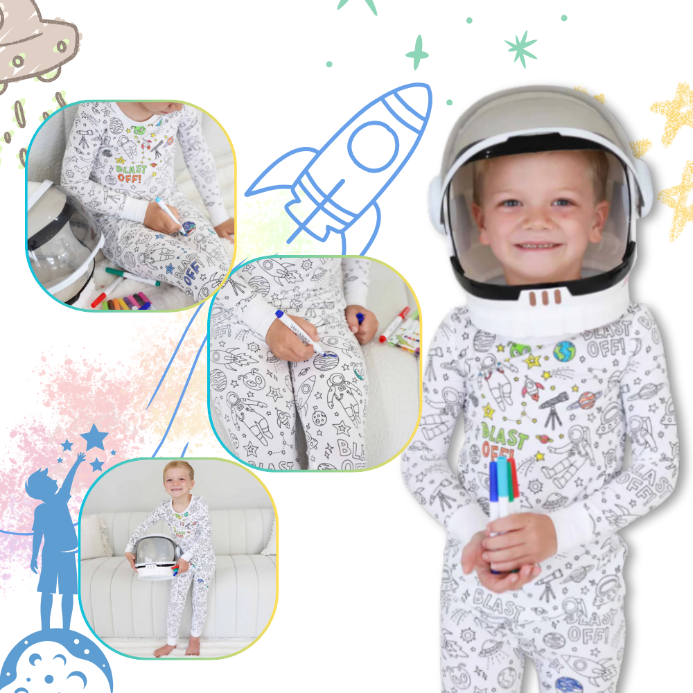 Barn Färg-i-bomull Pyjamas Set