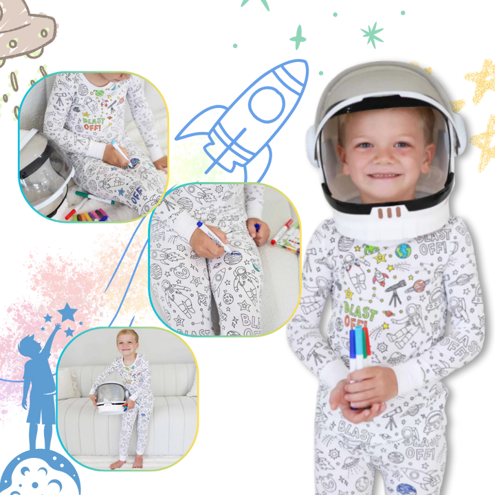 Barn Färg-i-bomull Pyjamas Set