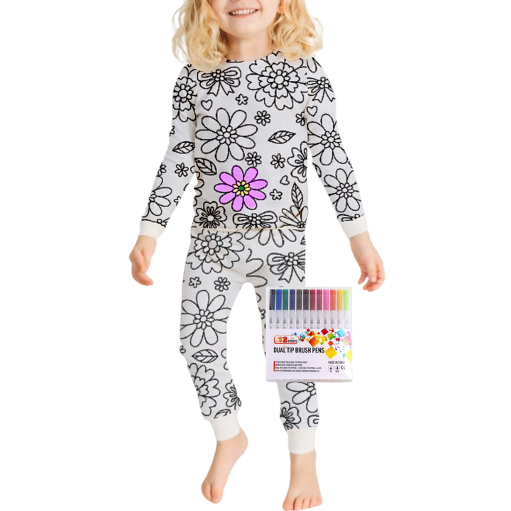 Barn Färg-i-bomull Pyjamas Set