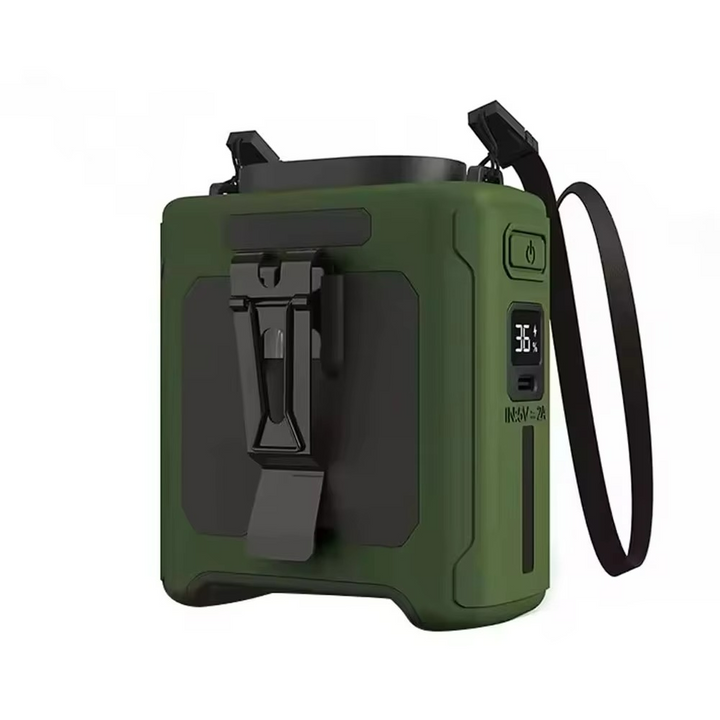 Bärbar midjefläkt – Handsfree-kylning med inbyggd powerbank och LED-ficklampa