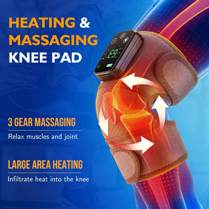 3 i 1 Elektrisk Värme Vibrations Knäledsbandage Terapi Axelsmärtlindring