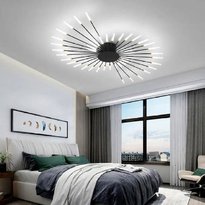 Taklampa modern metall LED kristallhänglampa