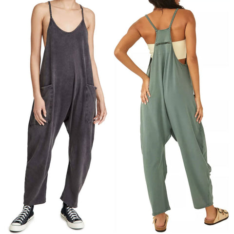 Kvinnors Jumpsuit Lätt Bomull Lång Ärm Loose Fit